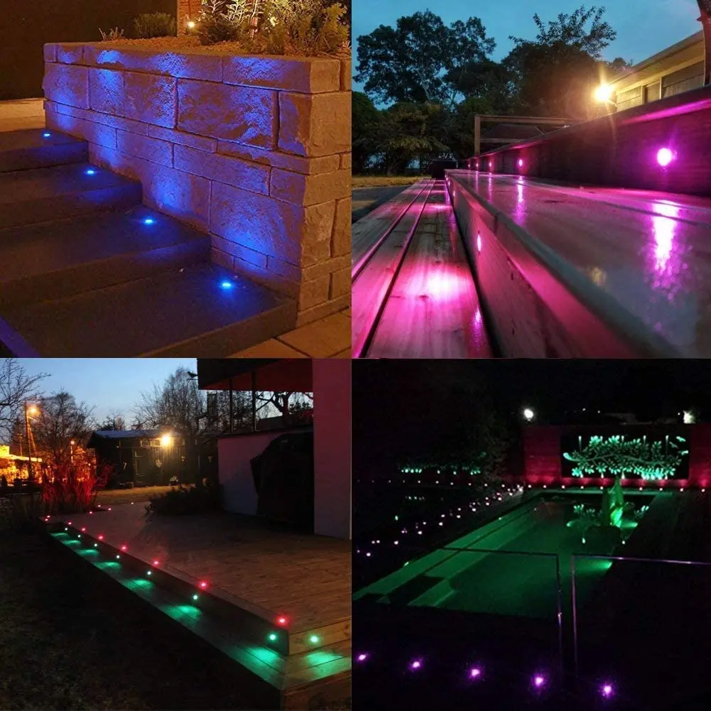 Imagem -06 - Deck Luzes Led com Controle Remoto Ip67 Impermeável 12v Rgb Lâmpada Subterrânea ao ar Livre Quintal Jardim Escada Luz Led Spot Pcs 10 Pcs