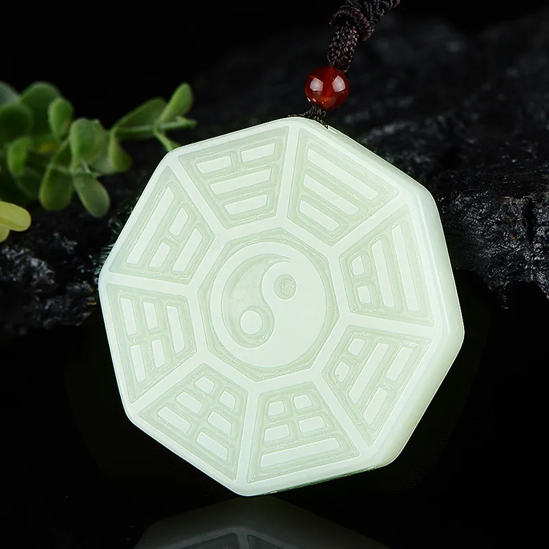 Double-Sided Carved Tai Bagua Men And Women, Hetian White Ornament, Jade Pendant