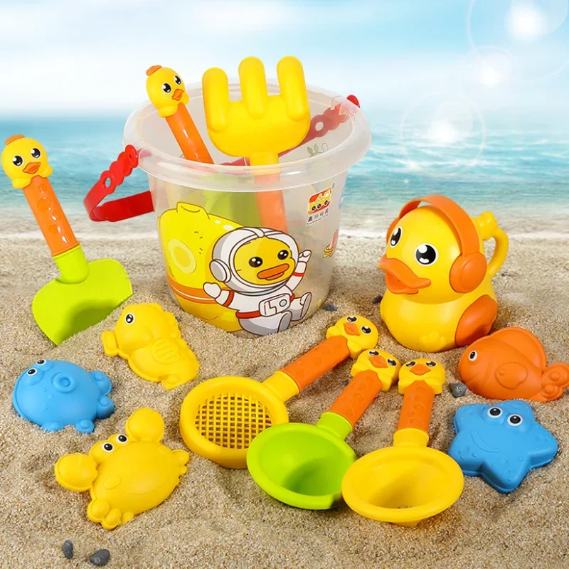 14/18Pcs Summer Beach Toy Set Drop-resistant Thickened Design Play Sand Water Play Tools Including Sand Bucket Shovel Sand Truck