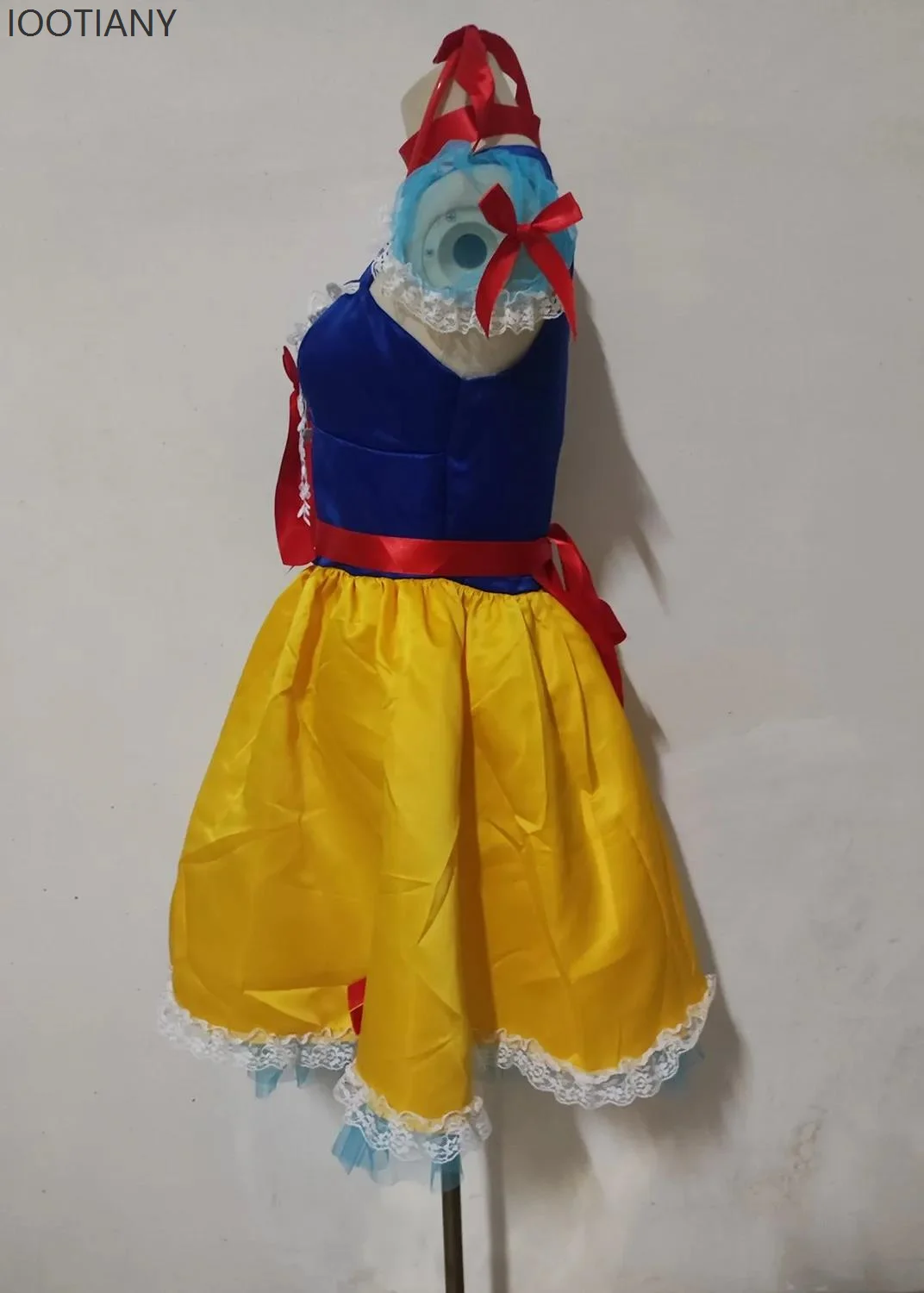 IOOTIANY 할로윈 카니발 파티 섹시한 애니메이션 공주 의상 요정 여왕 코스프레 의상 노란색 드레스 가면 무도회