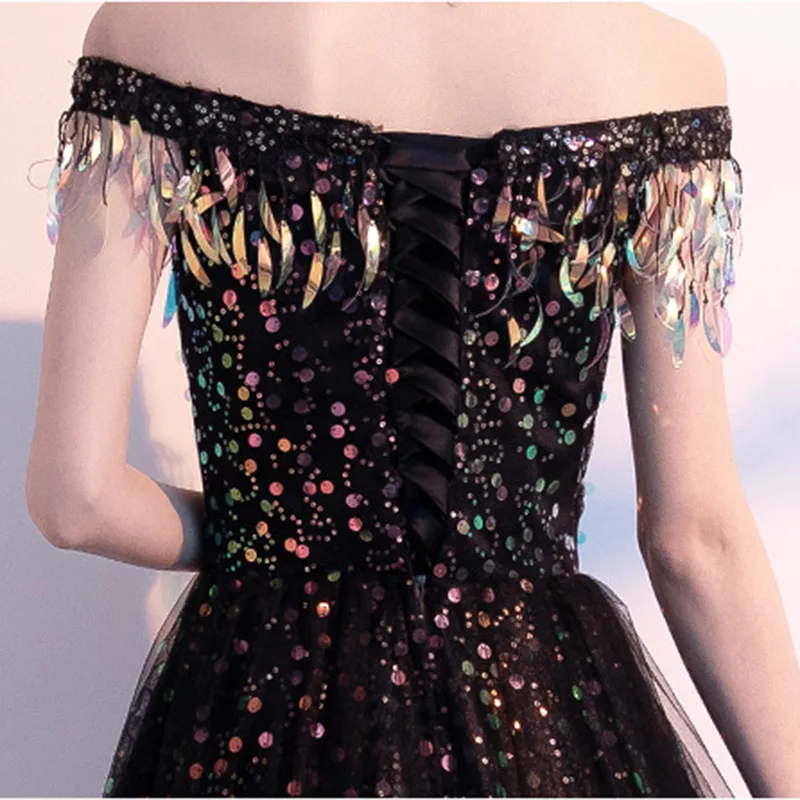 DongCMY Luxury 2024 New Black Sequin Evening Dresses Elegant For Women Plus Sizes Party Dresses