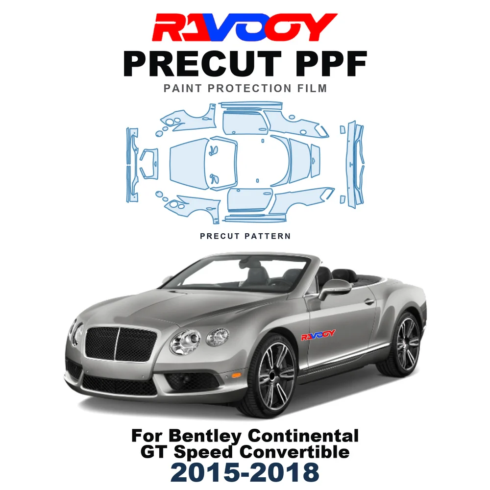 Precut PPF For Bentley Continental GT Speed Convertible 2015-2018 8.5mil TPU Paint Protection Film Hood Bonnet Bumper Headlight
