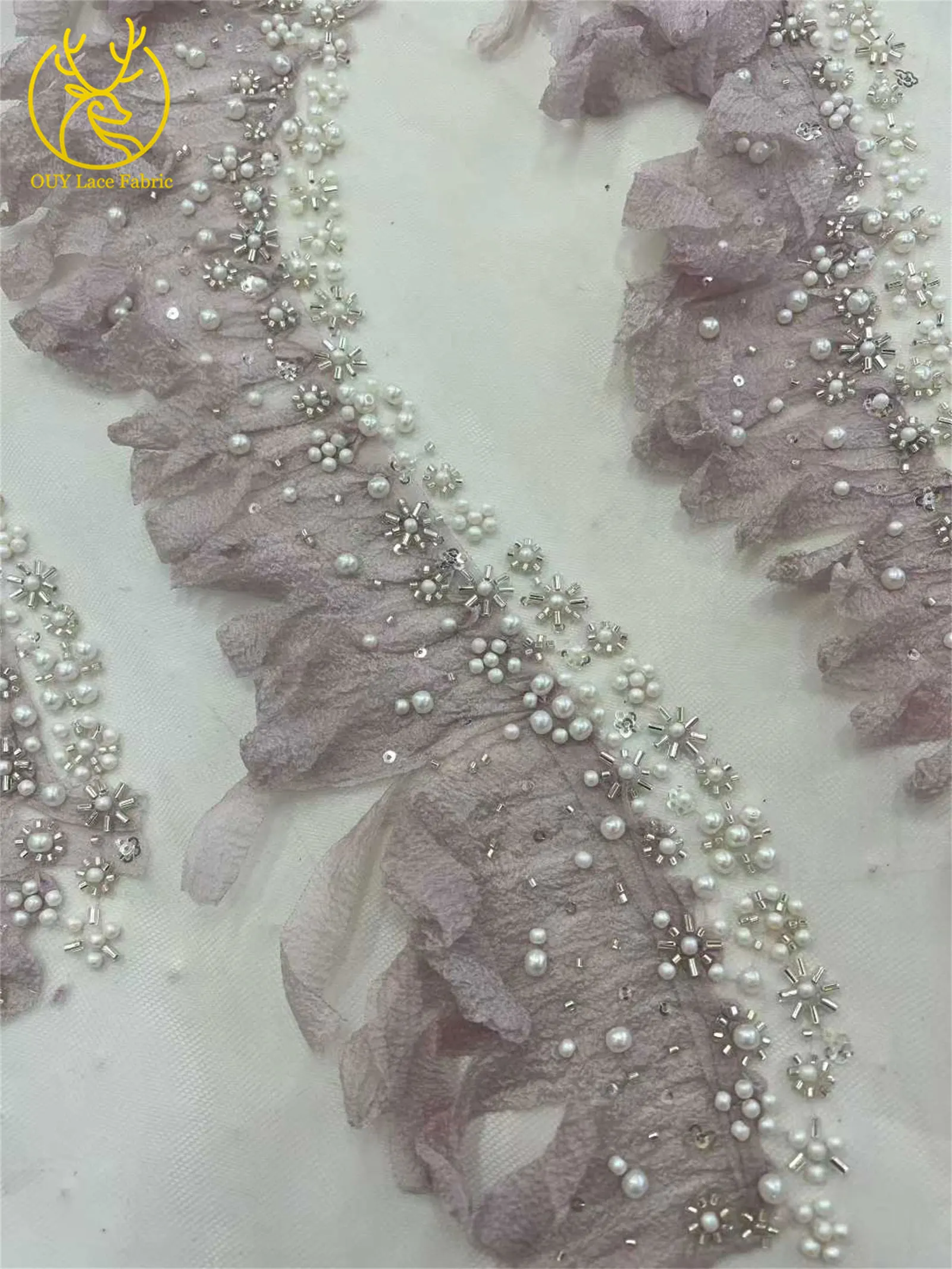 3D Mode Afrikanischer Tüll-Spitzenstoff 2026 Hochwertige Französische Pailletten-Perlen-Spitze für Brautkleider und Hochzeitskleider Nähmaterial – Detail 5