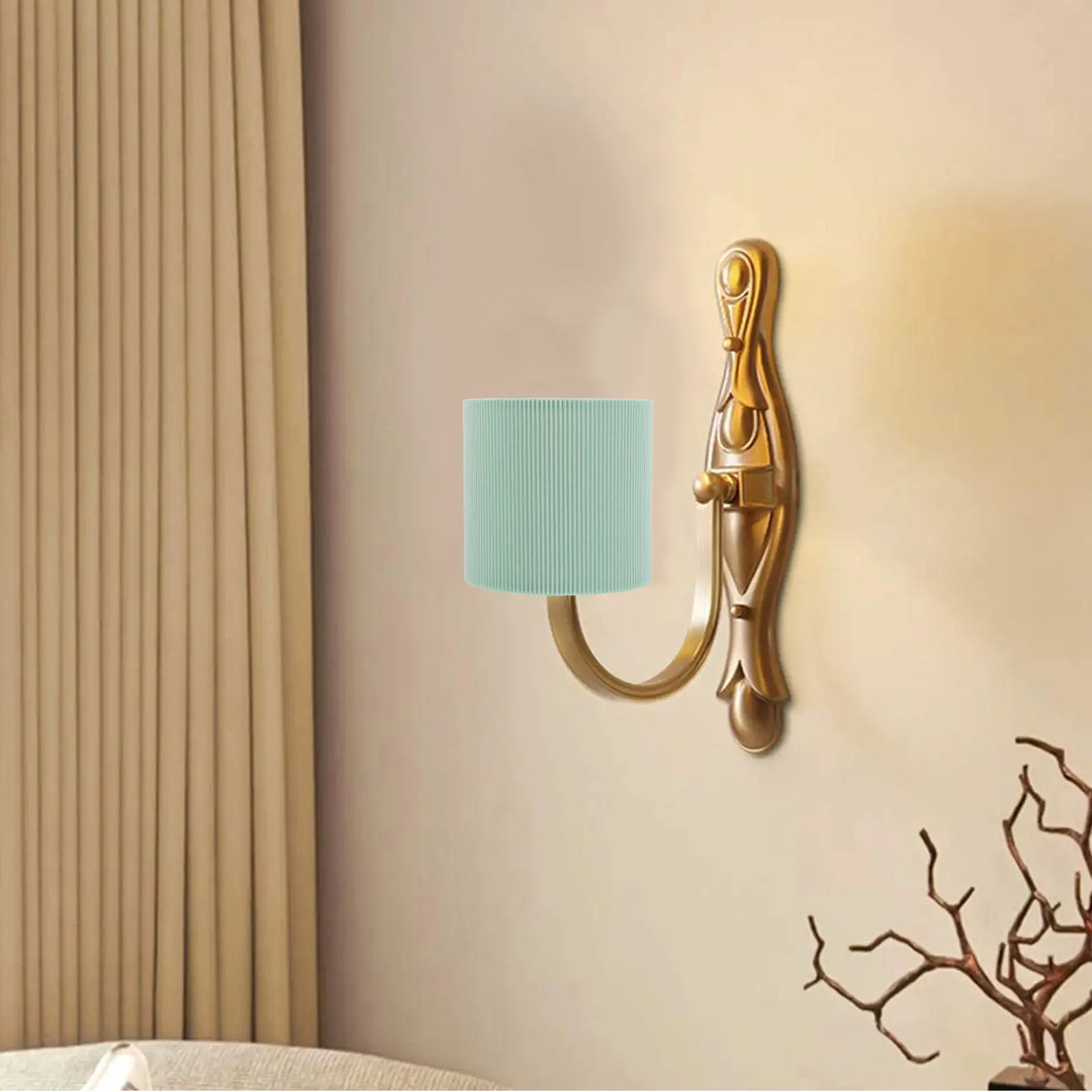Small Fabric Drum Lampshade Cylinder Light Cover for Table Lamp, Bedroom Nightstand, E14 Socket