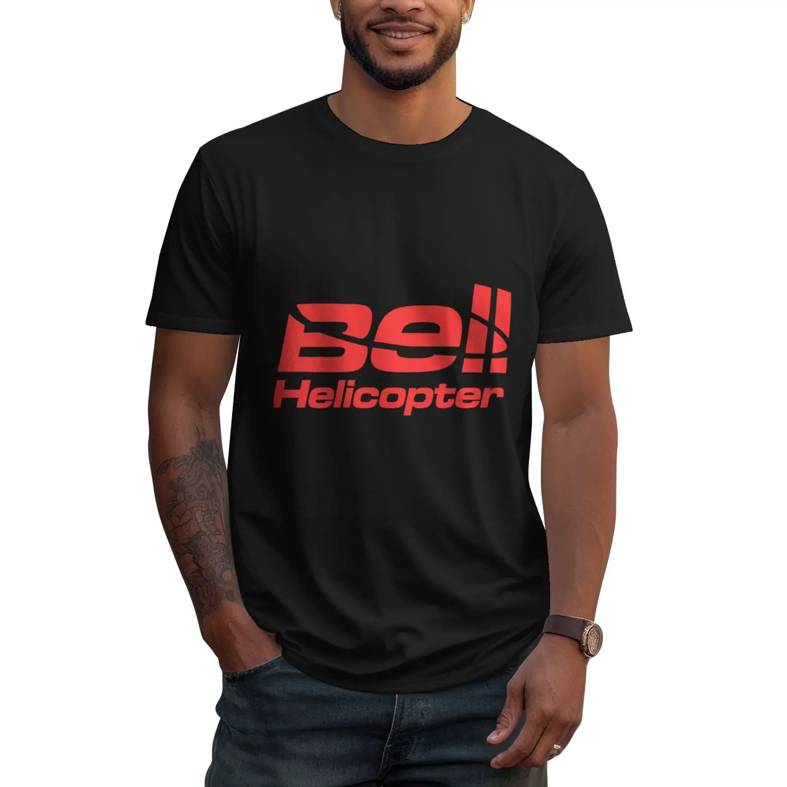 الطيران جرس هليكوبتر تي شيرت تي شيرت مع مطبوعات مضحك الصيف القطن عادية المتضخم الرجال الملابس الشارع الشهير