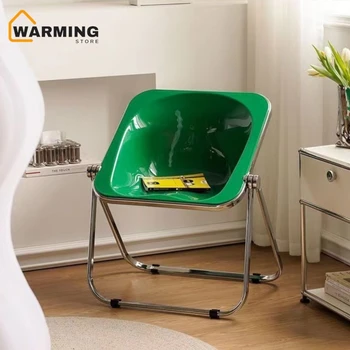 温暖化北欧中世折りたたみ椅子シンプルな家庭用透明椅子小型ミルクティーショップレストラン待機椅子 2024