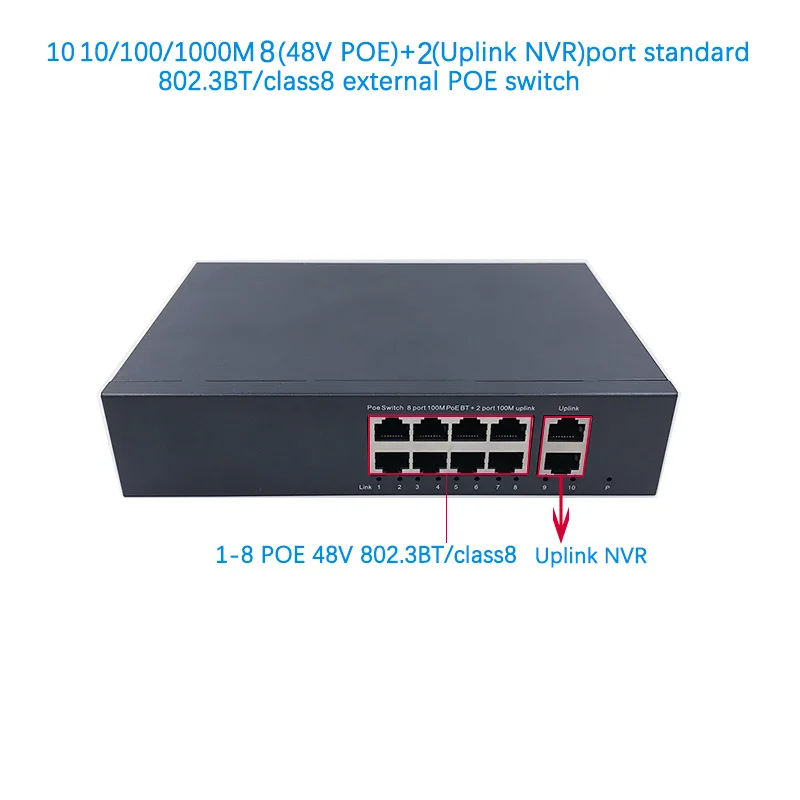 

Standard protocol 802.3AF/AT 48V POE OUT/48V poe switch 1000 mbps POE poort;1000 mbps UP Link poort; poe powered switch NVR