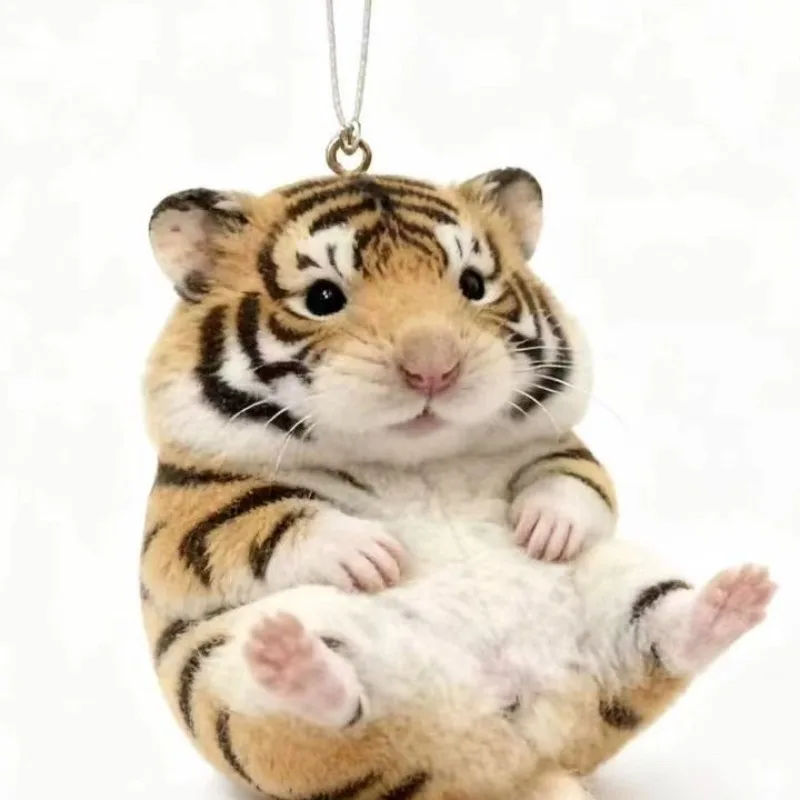 Cute Hamster Plush Keychain & Tiger Plush Pendant - Soft Stuffed Animal Accessories, Adorable Bag Charms, Perfect for Kids Gifts