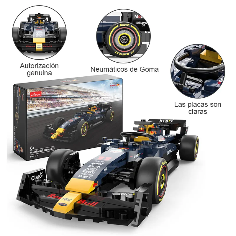 1:8 Technical F1 Redbull RB19 #1 Max Verstappen #11 Perez Racing Formula Building Block Model MOC RC Car Brick Toys 2509PCS