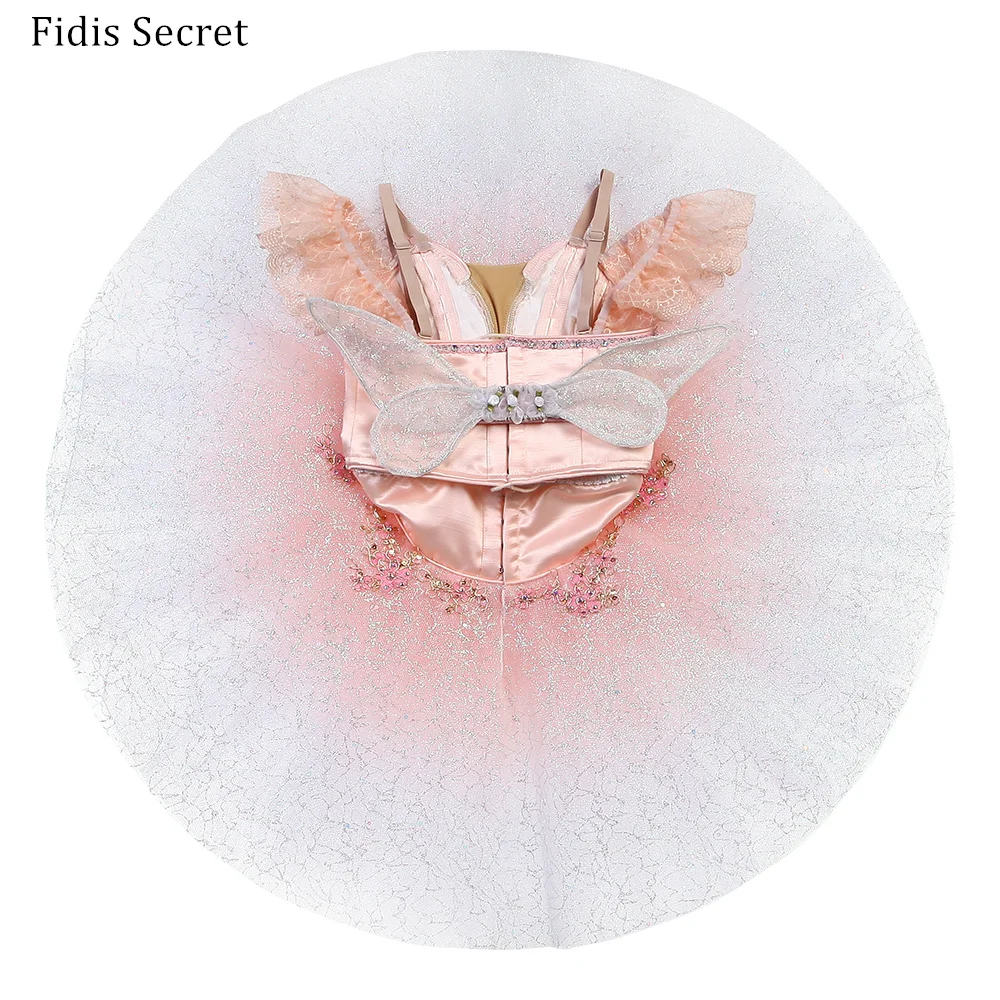 

Girls Ombre Pink Professional Pancake Ballet Tutus w/ Wings,Sleeping Beauty Costumes,Ballerina YAGP/ GDC Competition Stage Wear