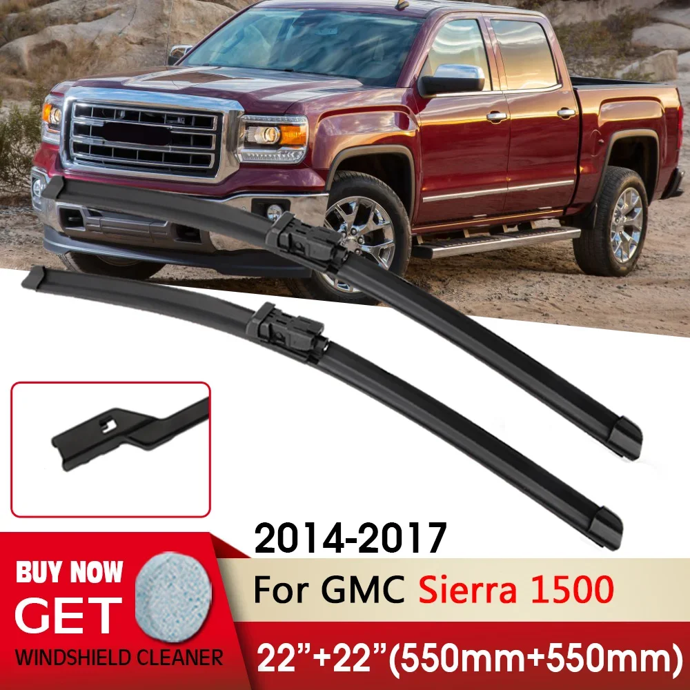 

Front Car Wiper Blade 22"+22" for GMC Sierra 1500 2014-2017 Fit Push Button Arm Front Windscreen Wipers Auto Accessories