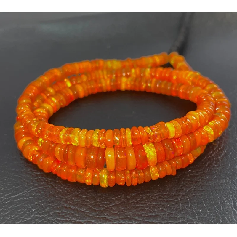 A+Mexican Fire Beaded Plain Orange Opal Gemstone Beads Necklace 4-6mm