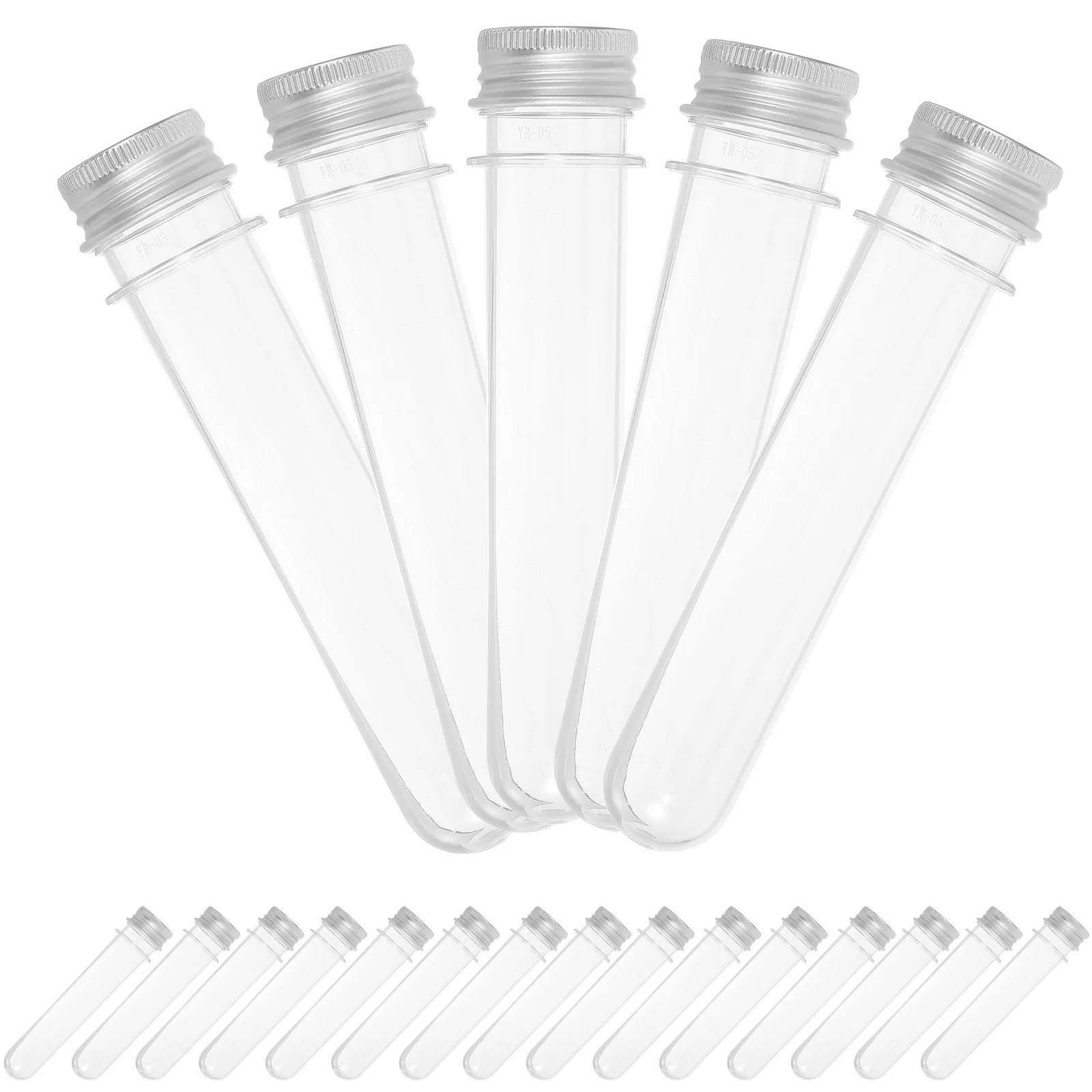 20 Stuks Doorzichtige Plastic Reageerbuizen 45Ml Huisdier Cilindrische Containers Schroefdoppen Voor Wetenschapsexperimenten Hydrocultuur Planten Opslag