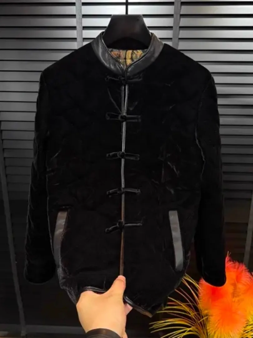 

Men's New Autumn Winter Cotton Padded Tang Suit Jaet National Trend Embroidery Busin Casual Comfortable Faionable