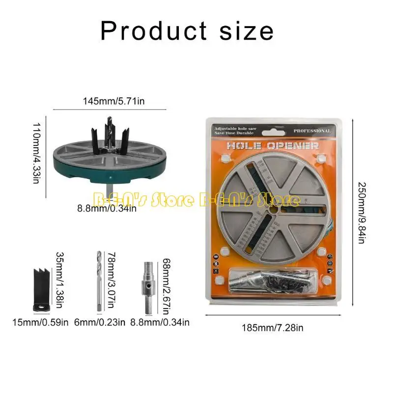 Y1AD Adjustable Hole Tool With Measurements For Woodworking Durability Adjustable Hole Punching Cutter Tool