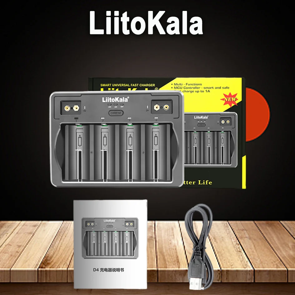 

LiitoKala Lii-D4 9V 26650 18650 21700 18500 26700 16340 22650 3.7V 1.2V Lithium NiMH Smart Battery Charger