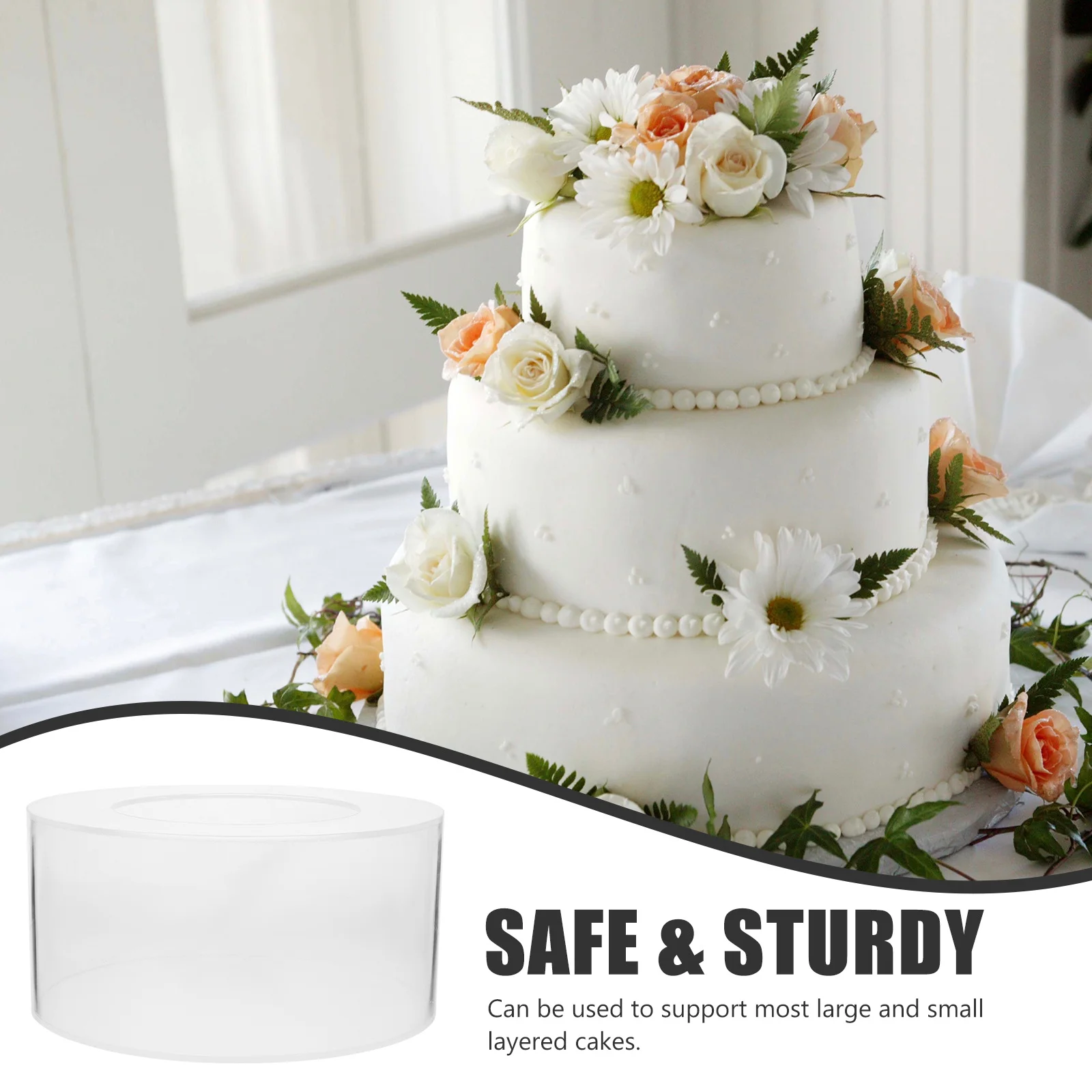 

Riser Box Clear Acrylic Tiered Cake Display Stand For Wedding Birthday Party Cake Base Cylinder Support Case