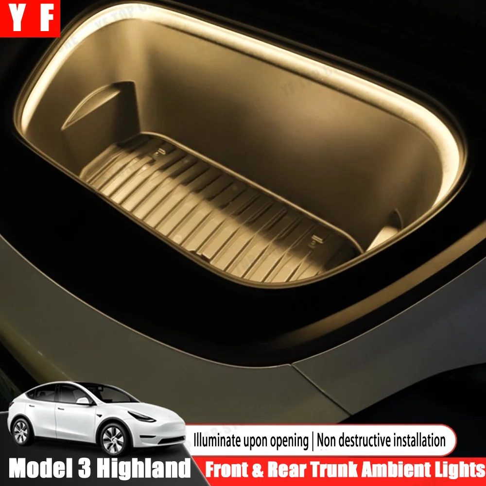 Per Tesla Frunk Brighten LED Strip modificato modello di luce ambientale 3 2024 Highland 12V lampada flessibile impermeabile per atmosfera