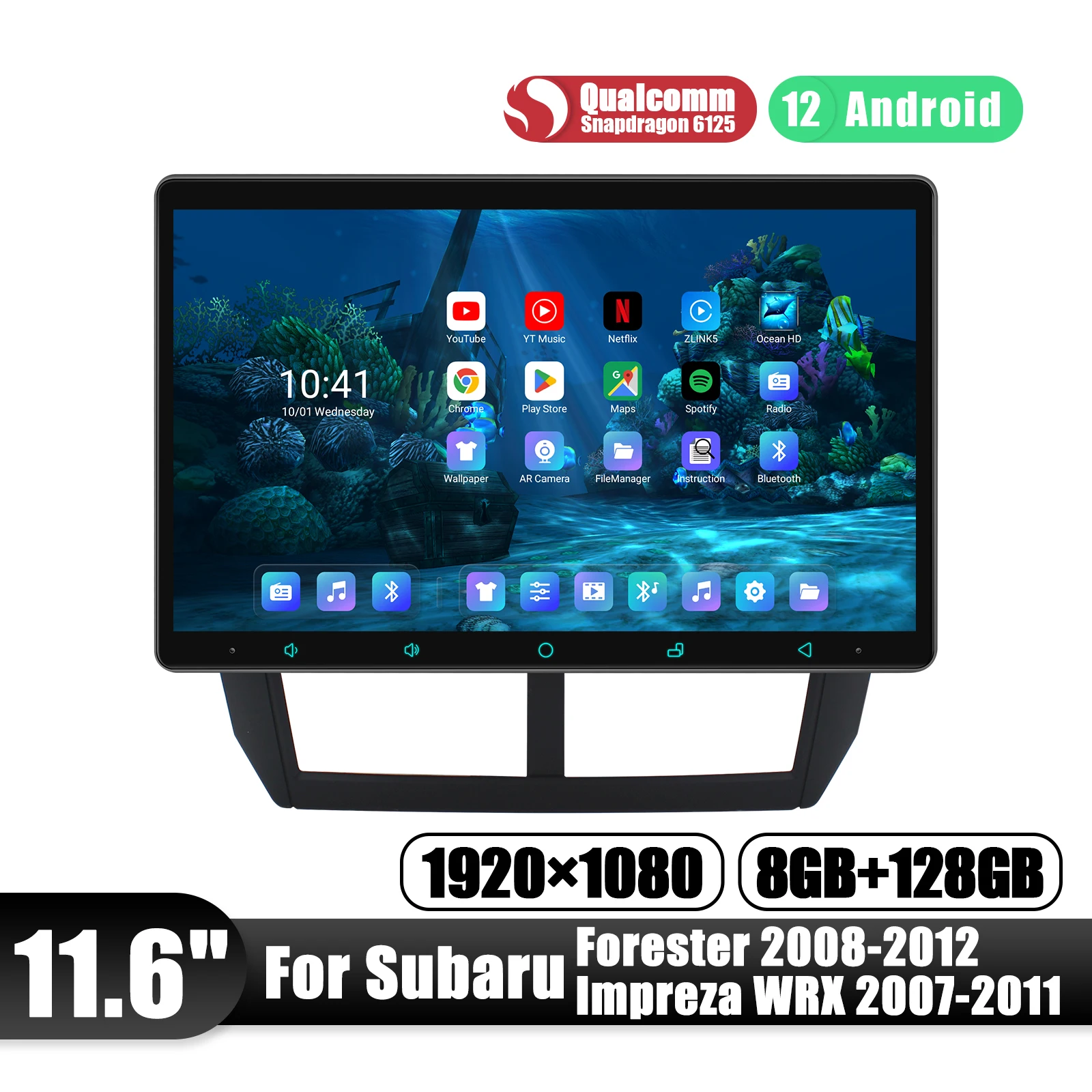 JOYING 11.6“ Android Radio For Subaru Forester 2008 2009 2010 2011 2012 Floating Screen Car Stereo Wireless CarPlay Android Auto