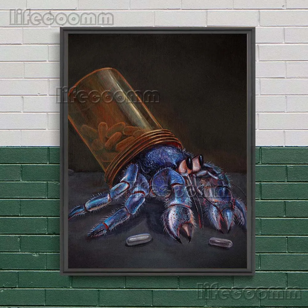 Burning Smiling Moth And Blue Beetle Vitnage Wall Art Canvas Print Poisonous Spider And Rose Wiccan Insect Art Poster And Print