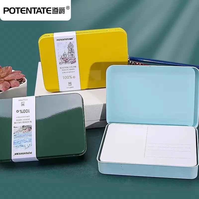Potentate Watercolor Book Artist-grade Cotton A6 Rough-grained Watercolor Paper 300g Postcard Tin Box Travel Sketch Art Supplies