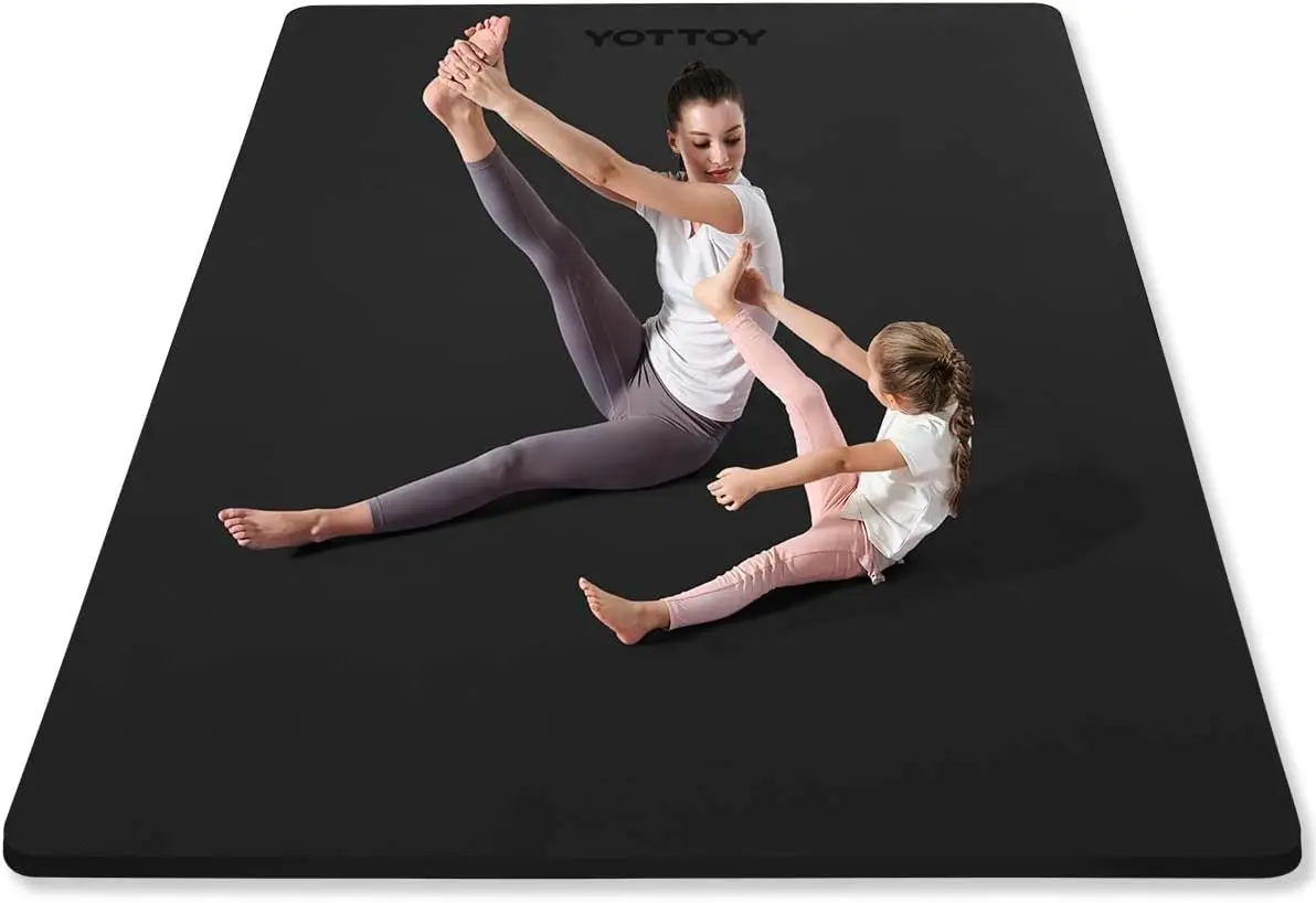 

Large Yoga Mat 75x52x1/2in, Extra Wide TPE Non-Slip Exercise Mat for Pilates Fitness Home Gym with Strap and Towel