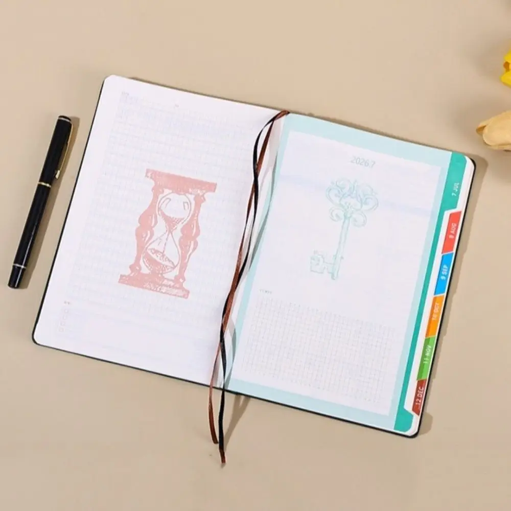 English 2026 Schedule Planner Notepad Wear-resistant Bookmark a5 Agenda Planning Notebook 12 Months Portable