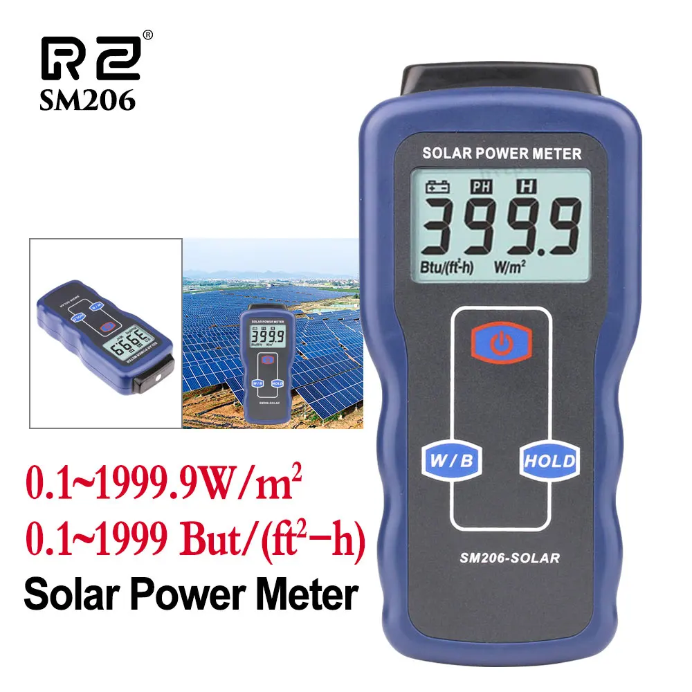 RZ Solar Power Meter Light Meter Mini Solar Lipo Charger Board Solar Radiation Tester 0.1-1999.9 Solar Lux Power Meter SM206