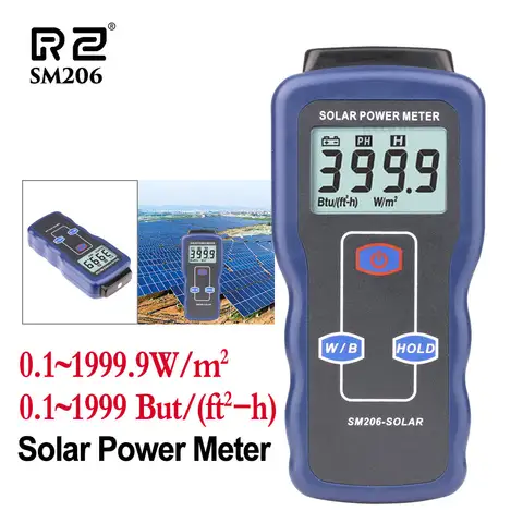 RZ 태양광 계량기 라이트 계량기 미니 태양광 Lipo 충전기 보드, 태양광 복사 테스터, 0.1-1999.9 태양광 럭스 전원 계량기, SM206 Best5