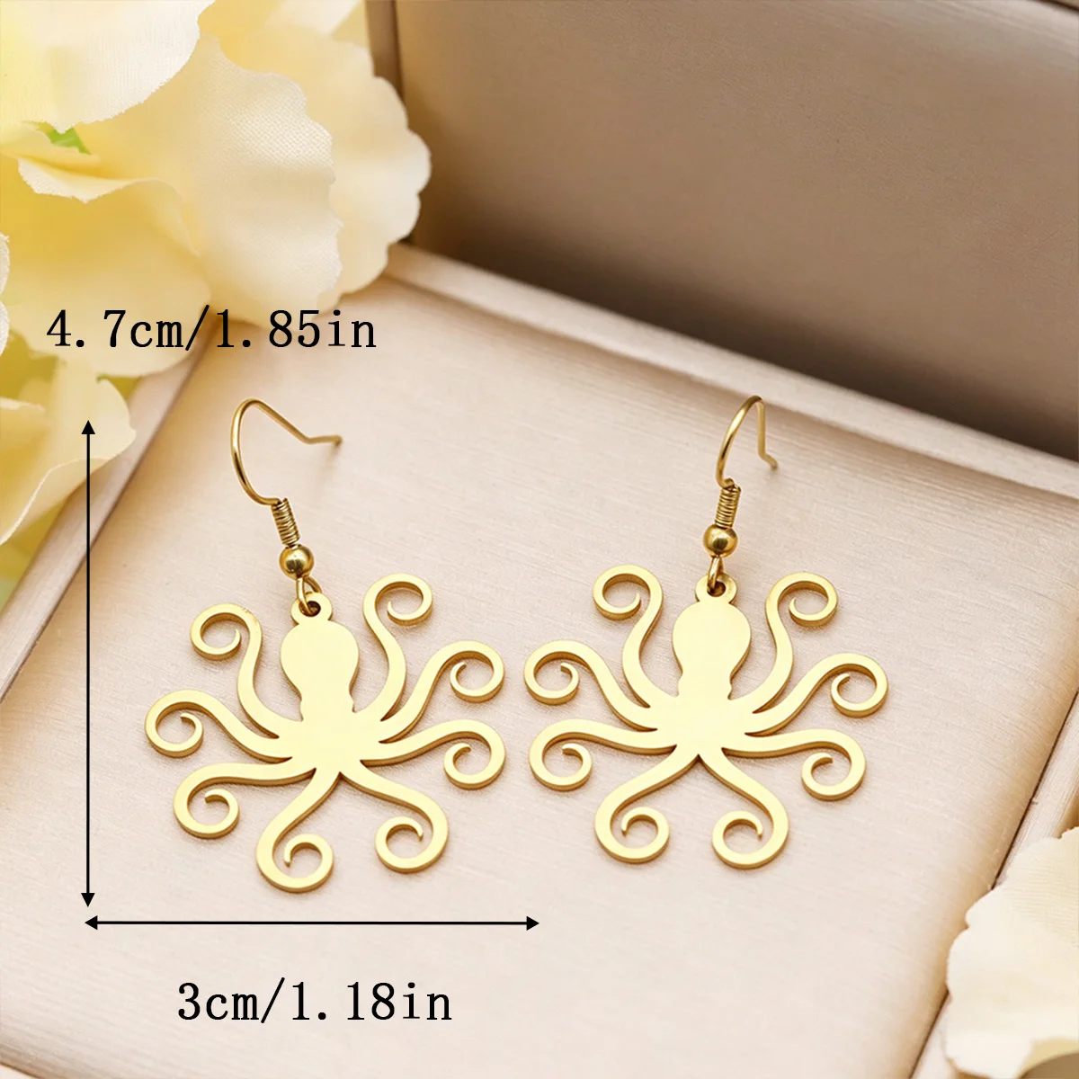 Kinitial Octopus Drop Earrings For Women Stainless Steel Squid Pendant Dangle Earrings Sea Animal Creative Ear Jewelry Gifts