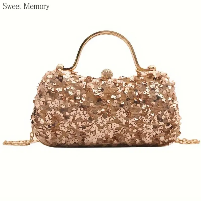 J136 Bead Handheld Banquet Bag with Glitter Foreign Trade Dress Bead Mouth Gold Handmade Banquet Bag for Women 2025 Sweet Memory