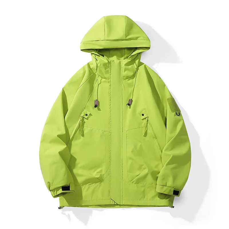 

UNITIM Spring Autumn Windbreakers Men Hooded Jacket Loose Thin Softshell Hiking Jacket Simple Solid Color Male Outerwear Coats