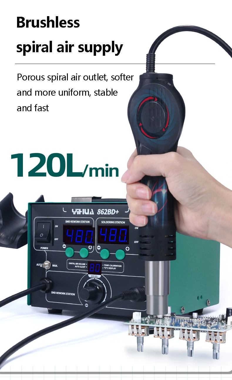 Hot Air Gun Disassembly Welding Station 2-in-1 Temperature Control Mobile Phone Maintenance Constant Temperature Digital Display