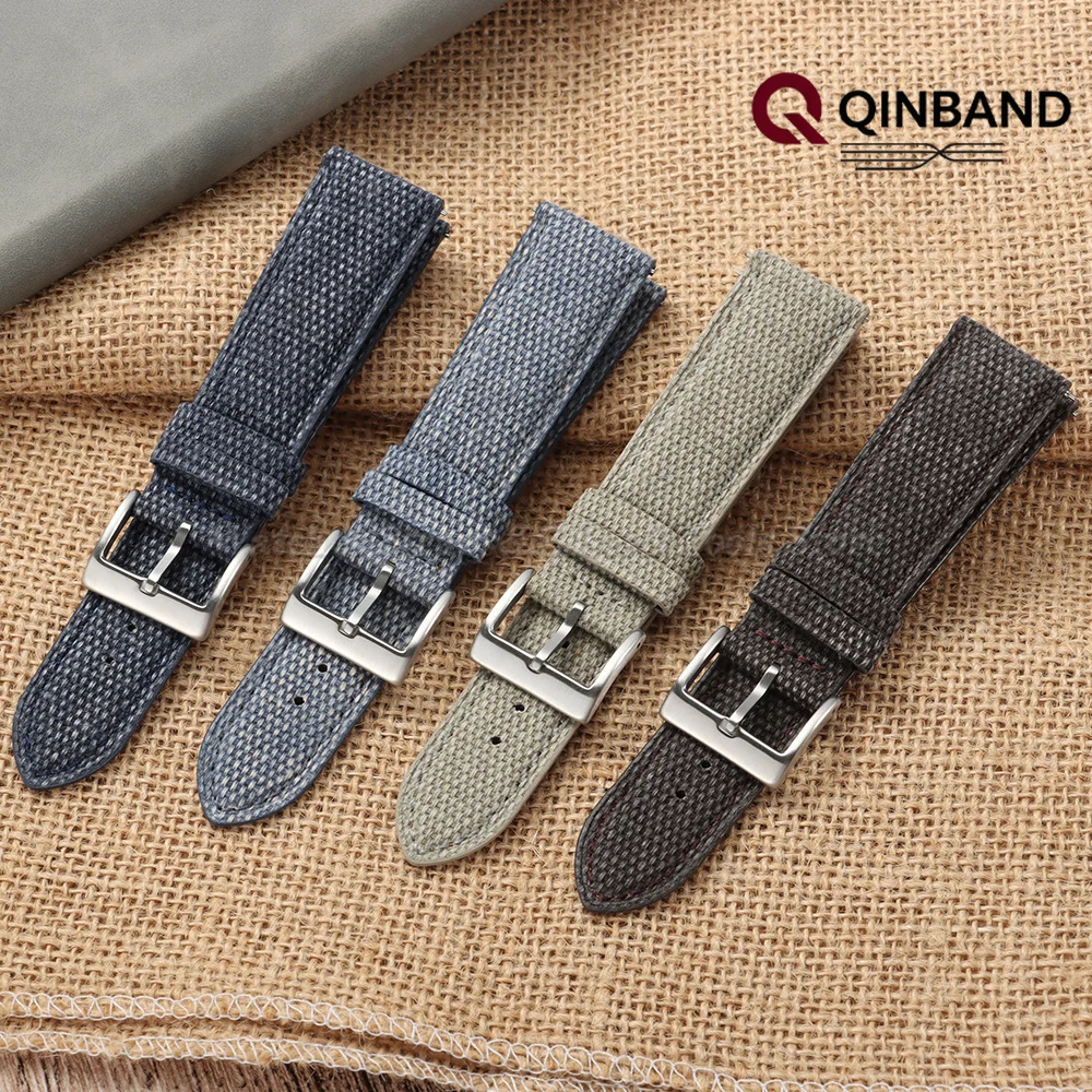 Premium Sport Sailcloth Watch Bands for Men Women 20mm 22mm Quick Release Nylon Leather Watch Strap for Huawei for Samsung Watch