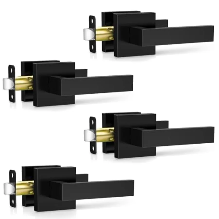 

Black Door Handles Interior, Passage Door Levers for Hallway and Closet, Interior Closet Door Knobs Heavy Duty Square Non-Locki
