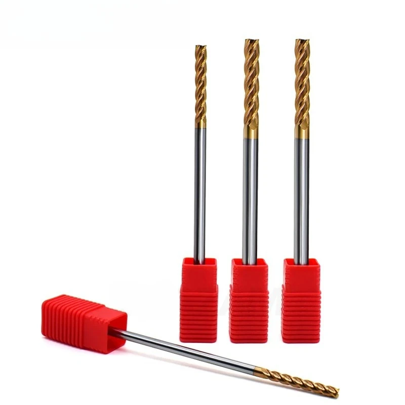 Milling Cutter Alloy Coating Tungsten Steel Tool HRC55 Cnc Endmill Top Lengthen Milling Cutter Kit Milling Flat Bottom Long