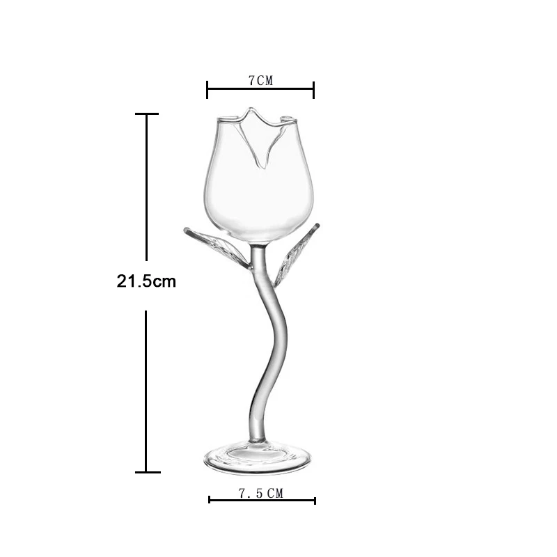 Rose Flower Shape Wine Glass Cup Fancy Red Wine Goblet Wine Cocktail Glasses Party Barware Drinkware 1pc