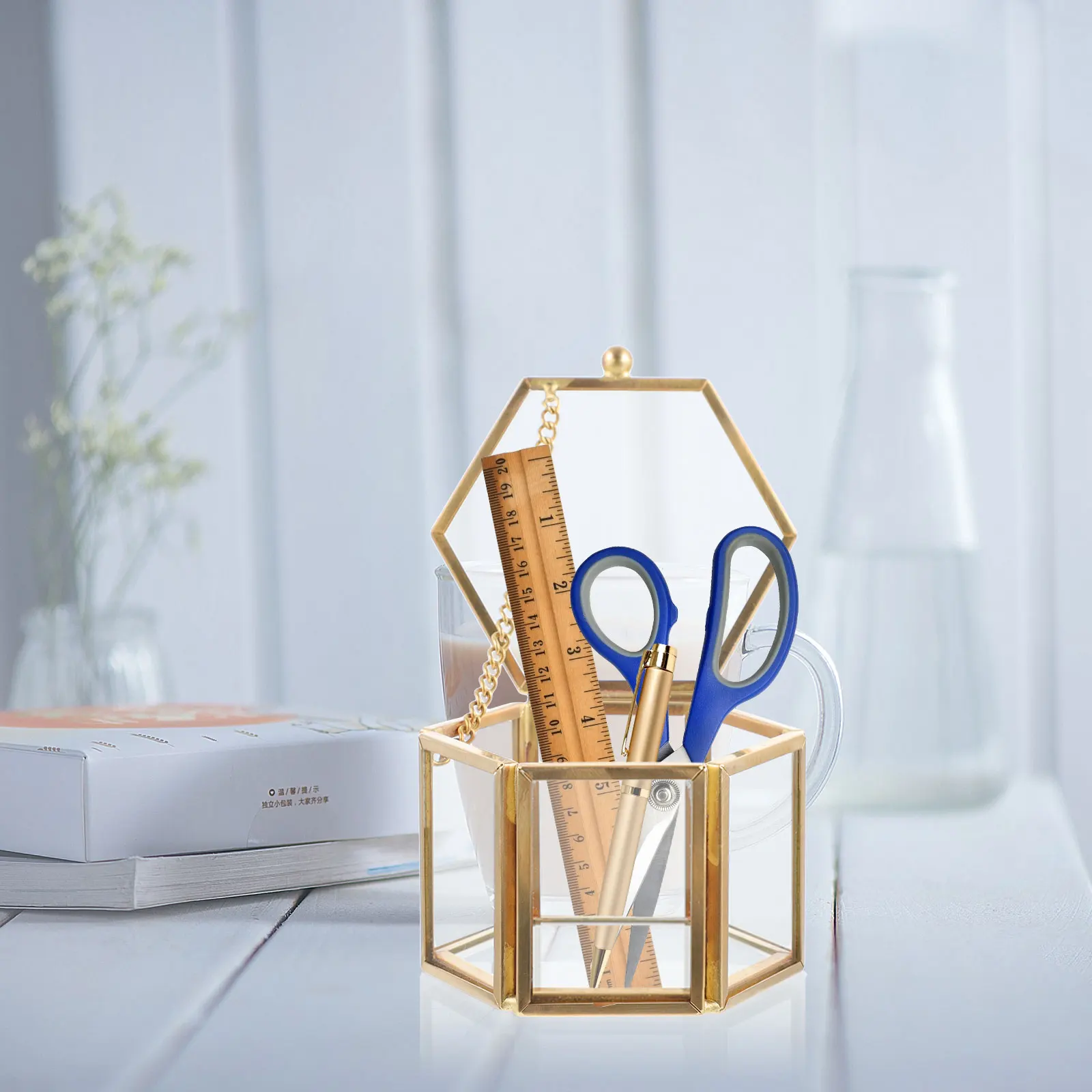 

Glass Storage Box Transparent Jewelry Case Retro Holder Hexagonal Display for Necklace Earrings Wedding Ring Birthday Gift