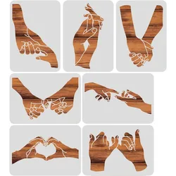 7 Styles Gesture Pattern Plastic Drawing Painting Stencils 11.7x8.3