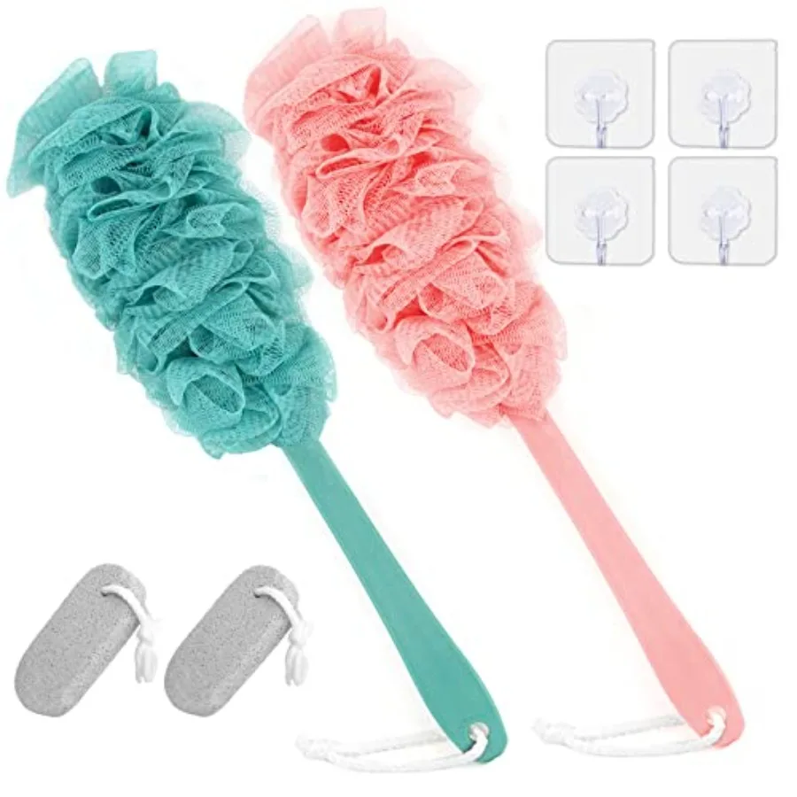 

Back Scrubber for Shower, Back Brush Long Handle for Shower, Soft Nylon Mesh Sponge for Shower, Loofah On a Stick for Men Women
