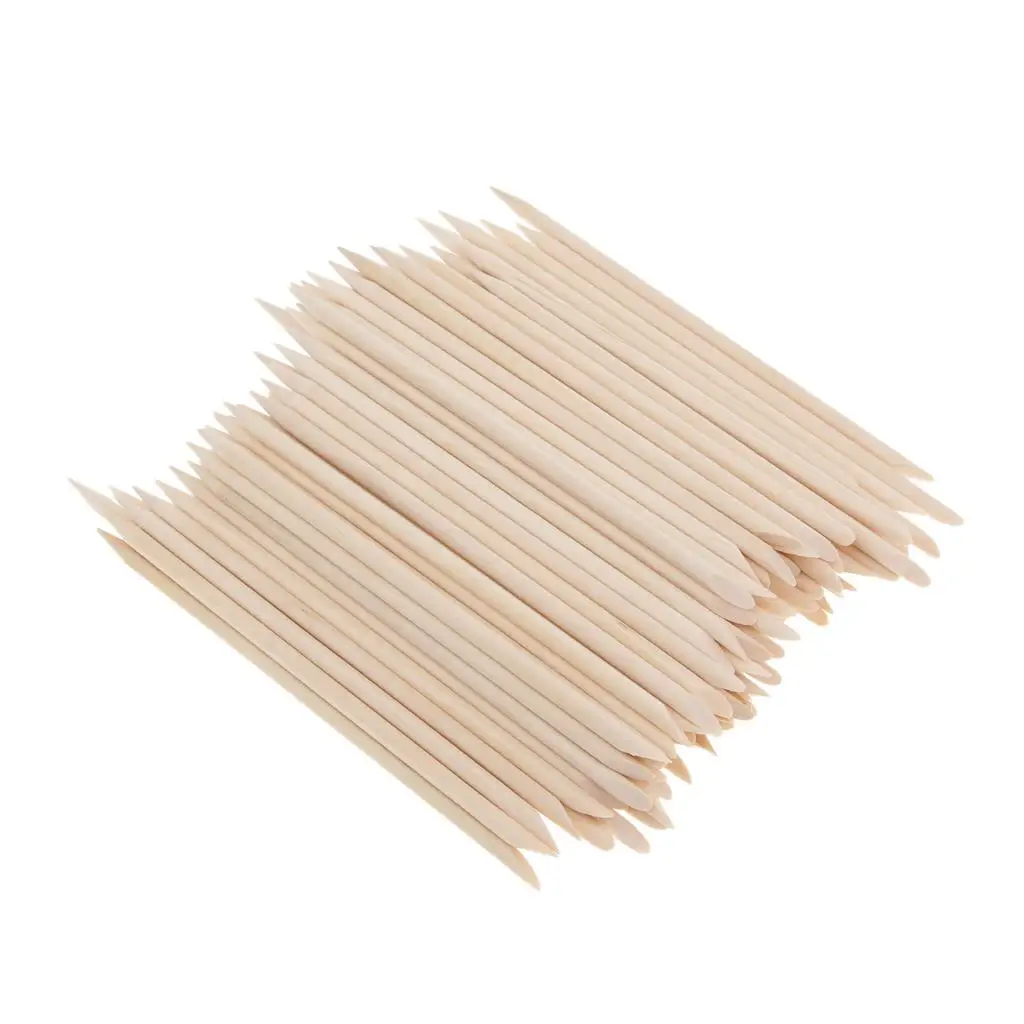 100 Pcs Portable Nail Wooden Sticks Set Toenail Cuticle Pusher Remover