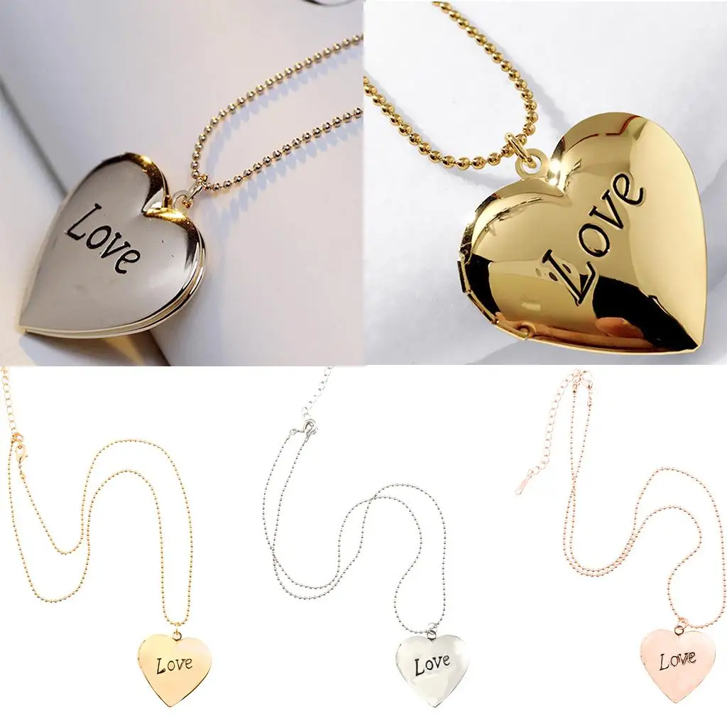 Heart Charm Memorial Photo Locket Necklace Copper Jewelry Customized Pendant for Mom Birthday Gift