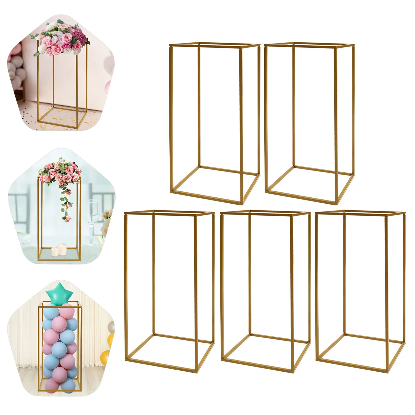 5PCS 60cm/80cm Metal Wedding Flower Vase Gold Wedding Flower Stand Wedding Table Centerpiece for Party, Events, Home Decor