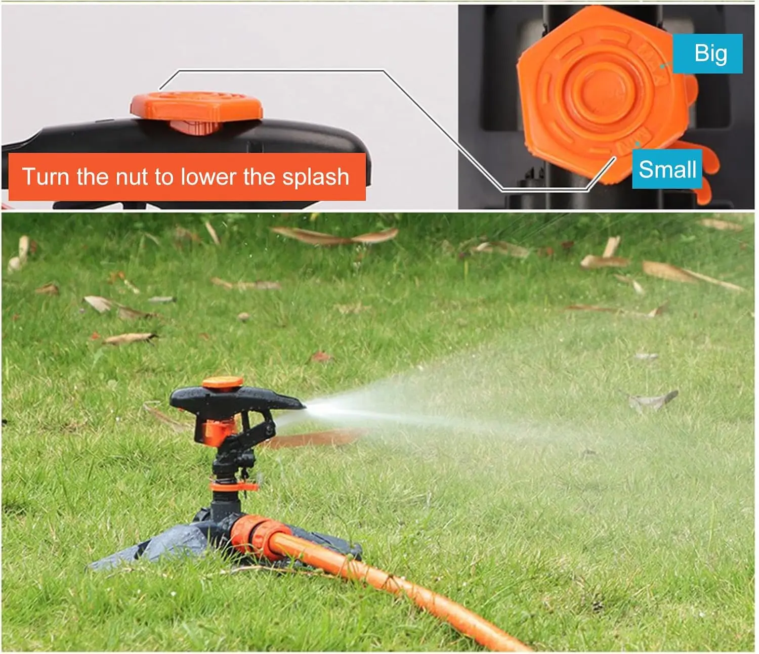 Automatic Garden Watering Lawn Sprinklers 360° Rotation Irrigation Watering System with Nozzle Grass Plant for Farm Outdoor Yard