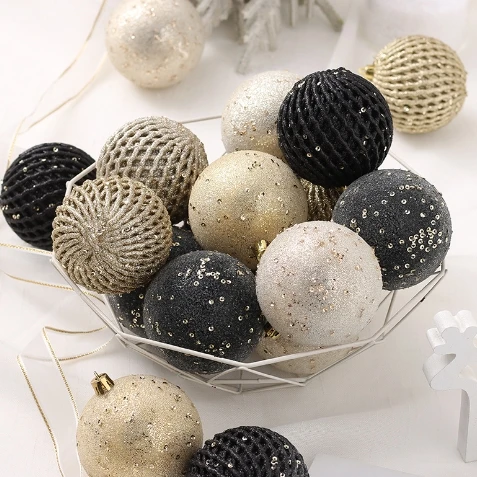 New Christmas Ball Set with 8CM sequins and 12 glitter colors for home use