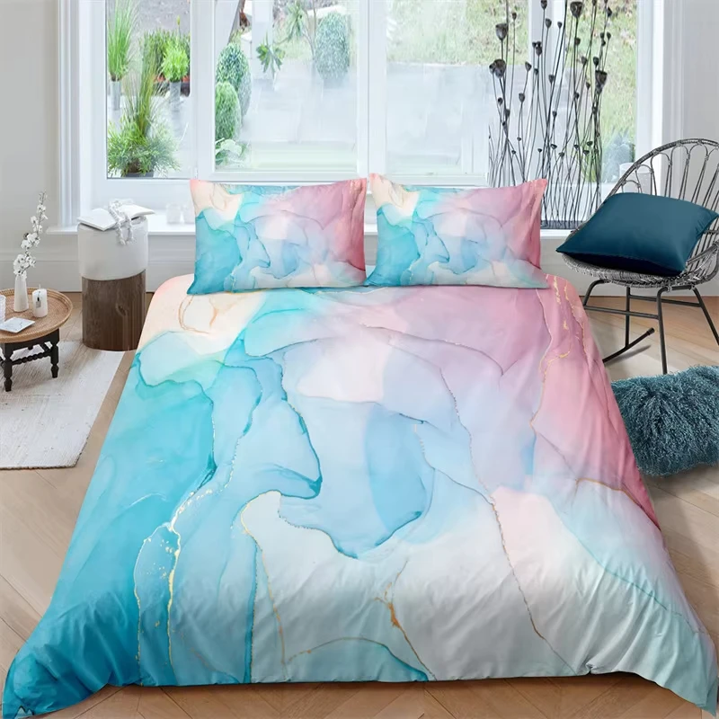 Marble Duvet Cover Set Abstract Marble Texture Print Bedding Set For Women Girls Bedroom Decor Twin Queen Size Comforter Cover