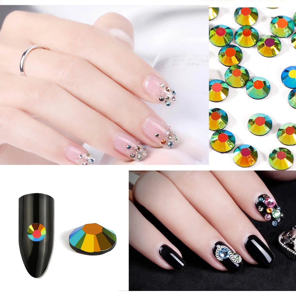 1000PCS Mixed Color & Size Rhinestones - Round Flatback Resin Glue-On Stones, Sparkling DIY Nail Art Decor Accessories for Manic