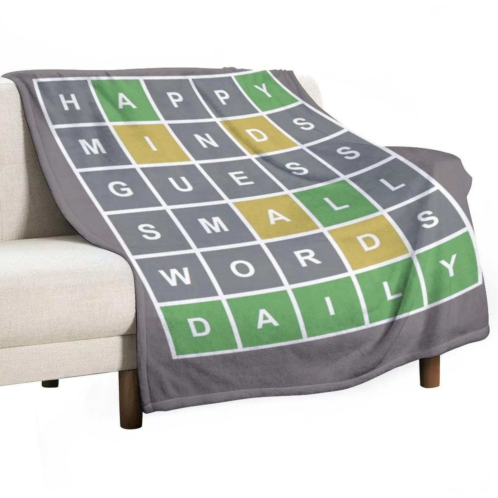 

Happy Minds Guess Small Words Daily Wordle Game Throw Blanket Soft Solid Color Blanket for Couch Bed