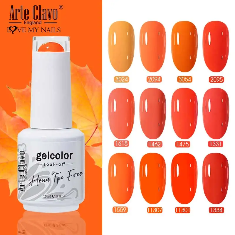 Arte Clavo Orange Color Series HEMA TPO FREE Esmalte de uñas en gel barniz de gel semipermanente gran cobertura laca UV LED para todas las estaciones