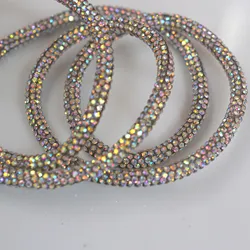 1 szt., kryształowy sznurek (36 cala), 6 mm przycinanie brokat Rhinestone miękka rurka, sznurowadło brokatowe okrągłe sznurowadła bluzy sznurkiem do tkaniny